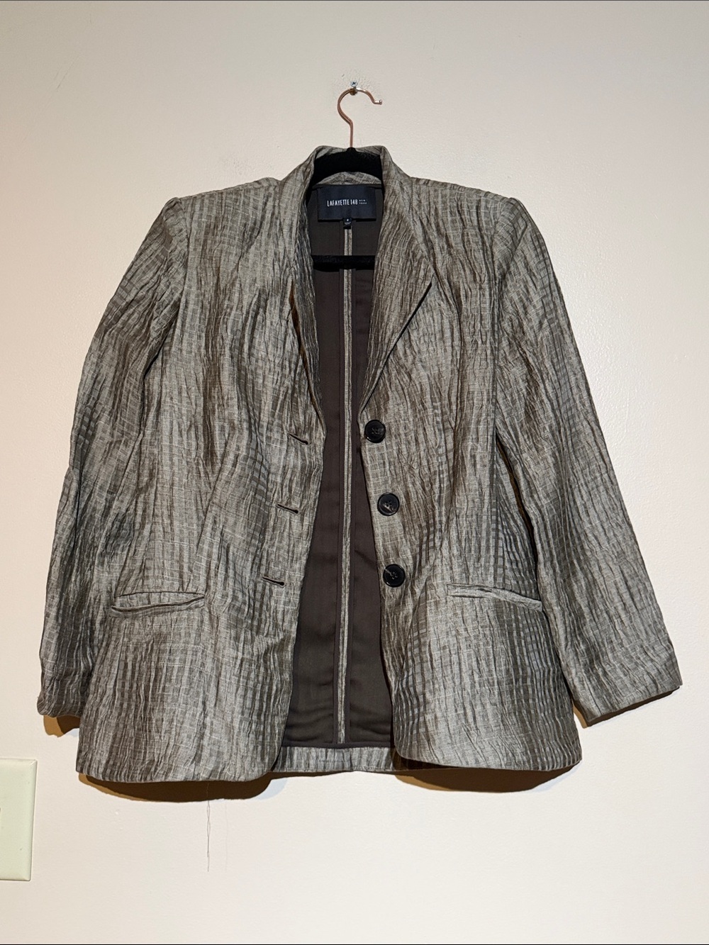 Lafayette 148 New York Textured Gray Women's Blazer